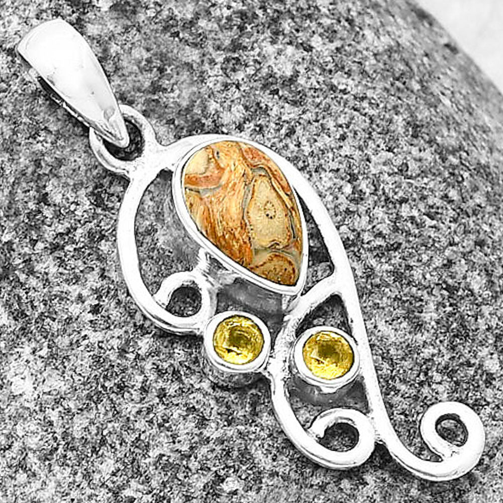 Natural Rock Calcy & Citrine Pendant P-1039 SDP139334