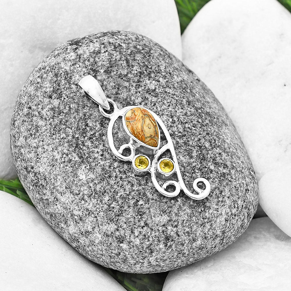 Natural Rock Calcy & Citrine Pendant P-1039 SDP139334