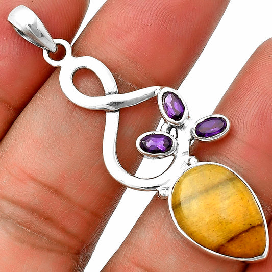 Natural Honey Aragonite & Amethyst Pendant P-1118 SDP139371