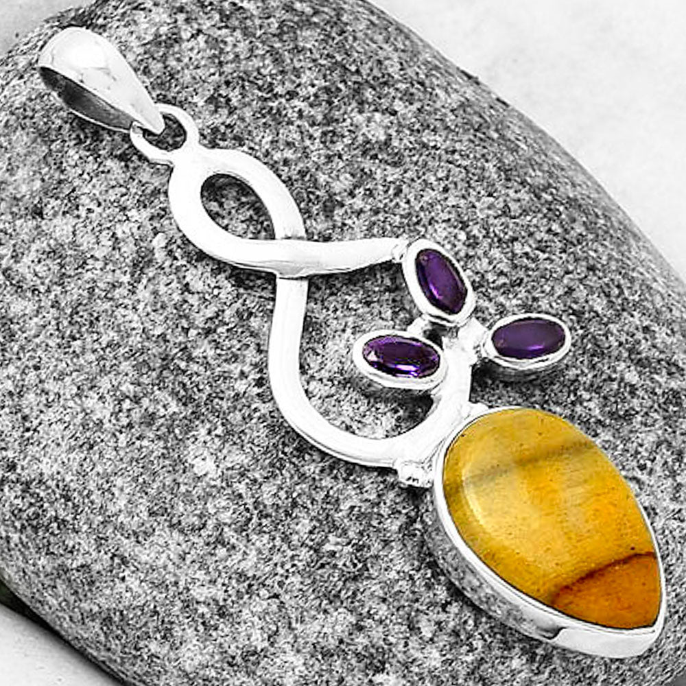 Natural Honey Aragonite & Amethyst Pendant P-1118 SDP139371