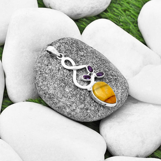 Natural Honey Aragonite & Amethyst Pendant P-1118 SDP139371