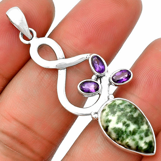 Natural Dioptase & Amethyst Pendant P-1118 SDP139378