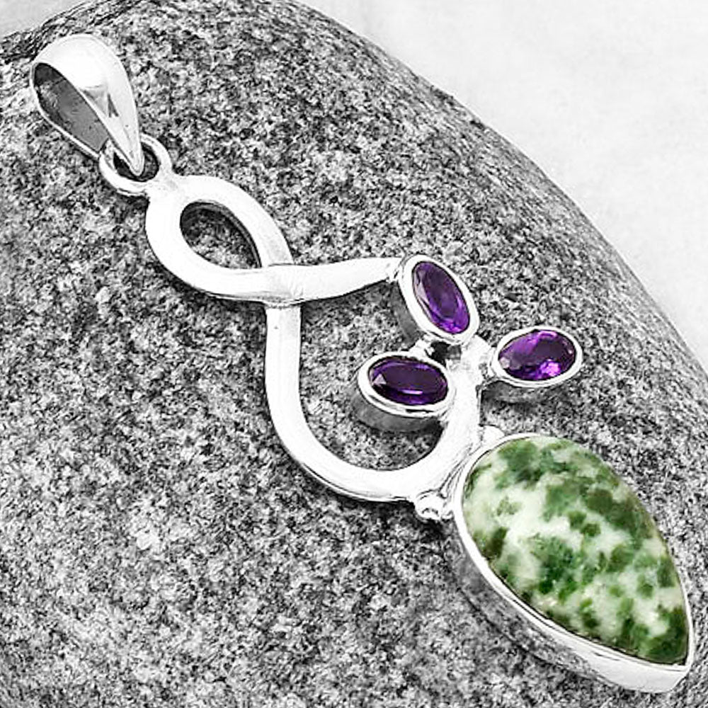 Natural Dioptase & Amethyst Pendant P-1118 SDP139378