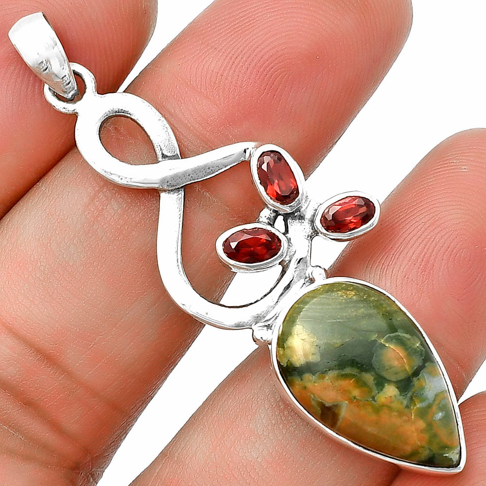 Ocean Jasper - Madagascar & Garnet Pendant P-1118 SDP139389
