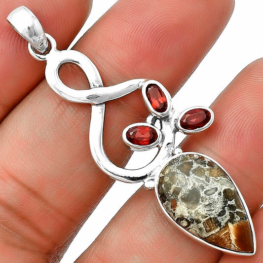 Natural Tabu Jasper & Garnet Pendant P-1118 SDP139393