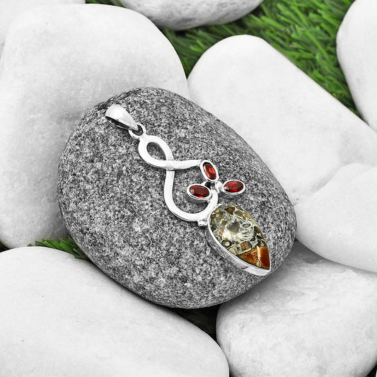 Natural Tabu Jasper & Garnet Pendant P-1118 SDP139393