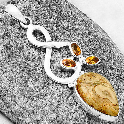 Natural Rock Calcy & Citrine Pendant P-1118 SDP139394