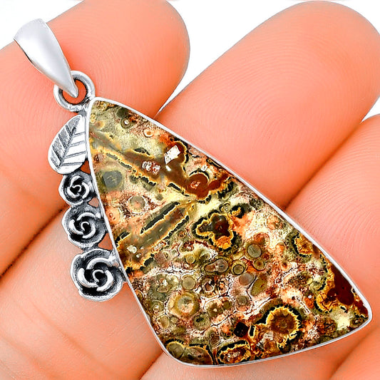 Floral - Natural Leopard Skin Jasper Pendant P-1070 SDP139459