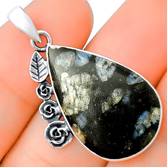 Floral - Llanite Blue Opal Crystal Sphere Pendant P-1070 SDP139460