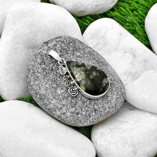 Floral - Llanite Blue Opal Crystal Sphere Pendant P-1070 SDP139460