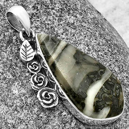 Floral - Mexican Cabbing Fossil Pendant P-1070 SDP139464