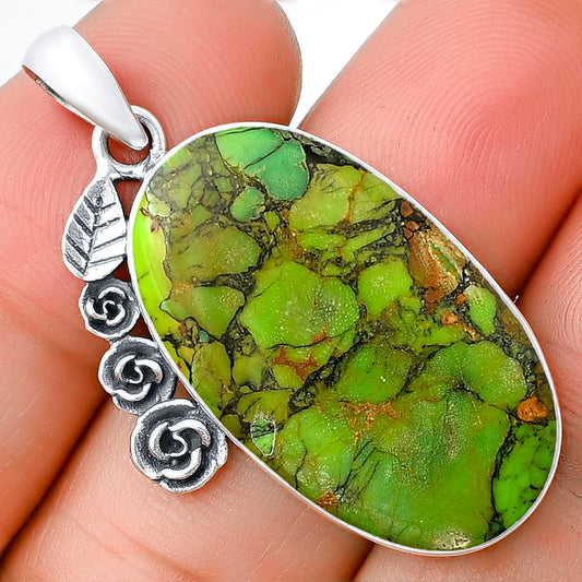 Floral - Green Matrix Turquoise Pendant P-1070 SDP139466
