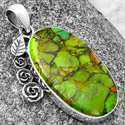 Floral - Green Matrix Turquoise Pendant P-1070 SDP139466