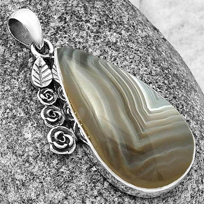 Floral - Natural Banded Onyx Pendant P-1070 SDP139476
