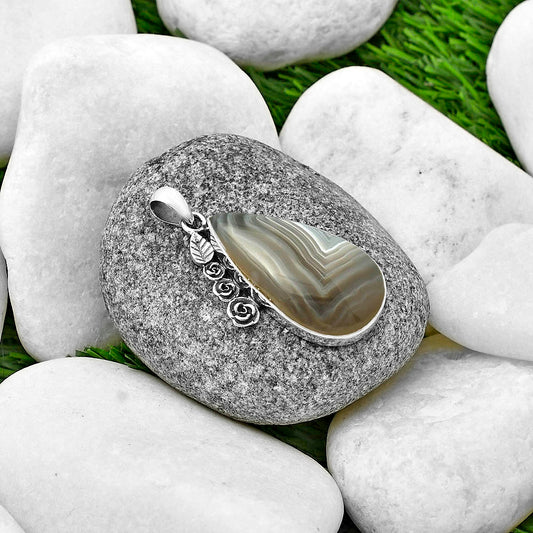 Floral - Natural Banded Onyx Pendant P-1070 SDP139476