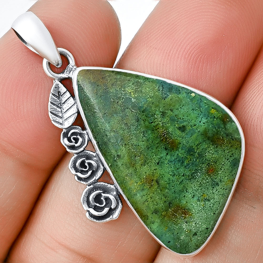 Floral - Natural Azurite Chrysocolla Pendant P-1070 SDP139477