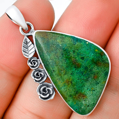 Floral - Natural Azurite Chrysocolla Pendant P-1070 SDP139477