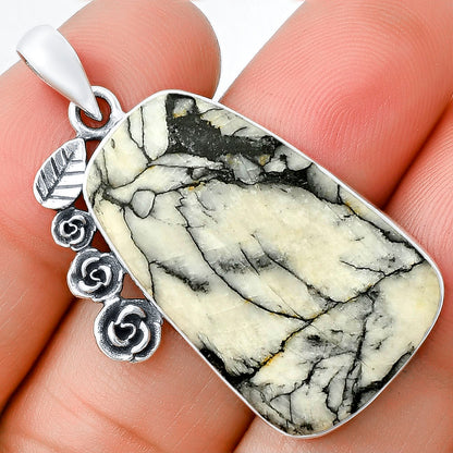 Floral - Natural Pinolith Stone Pendant P-1070 SDP139488