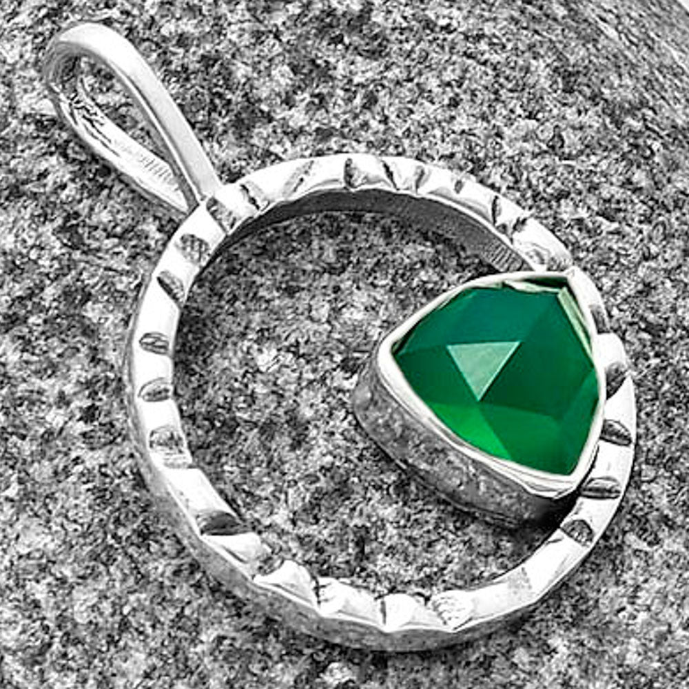 Natural Green Onyx Checker Pendant P-1067 SDP139564