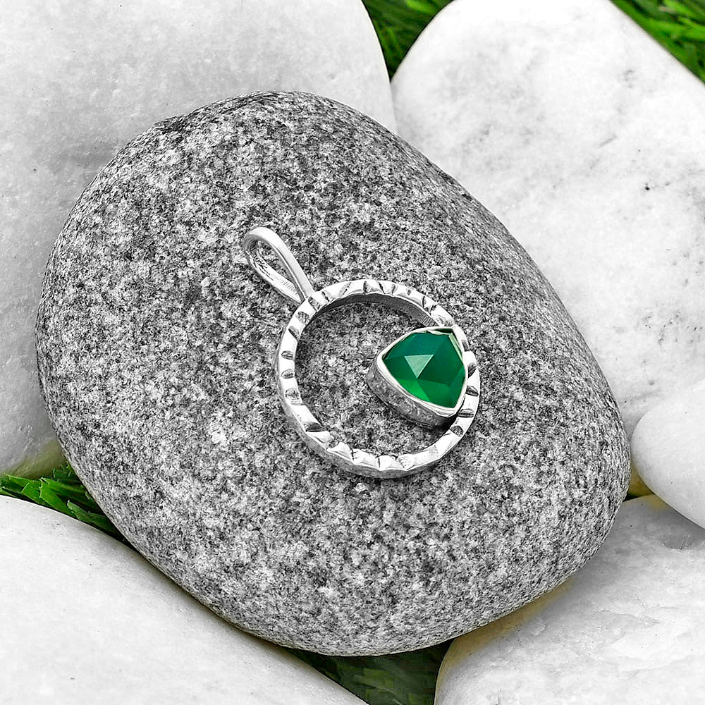 Natural Green Onyx Checker Pendant P-1067 SDP139564