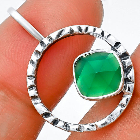 Natural Green Onyx Checker Pendant P-1067 SDP139566