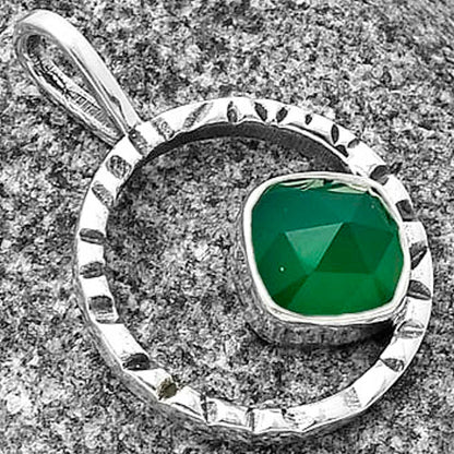 Natural Green Onyx Checker Pendant P-1067 SDP139566