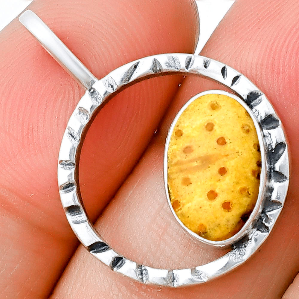 Natural Palm Root Fossil Agate Pendant P-1067 SDP139610