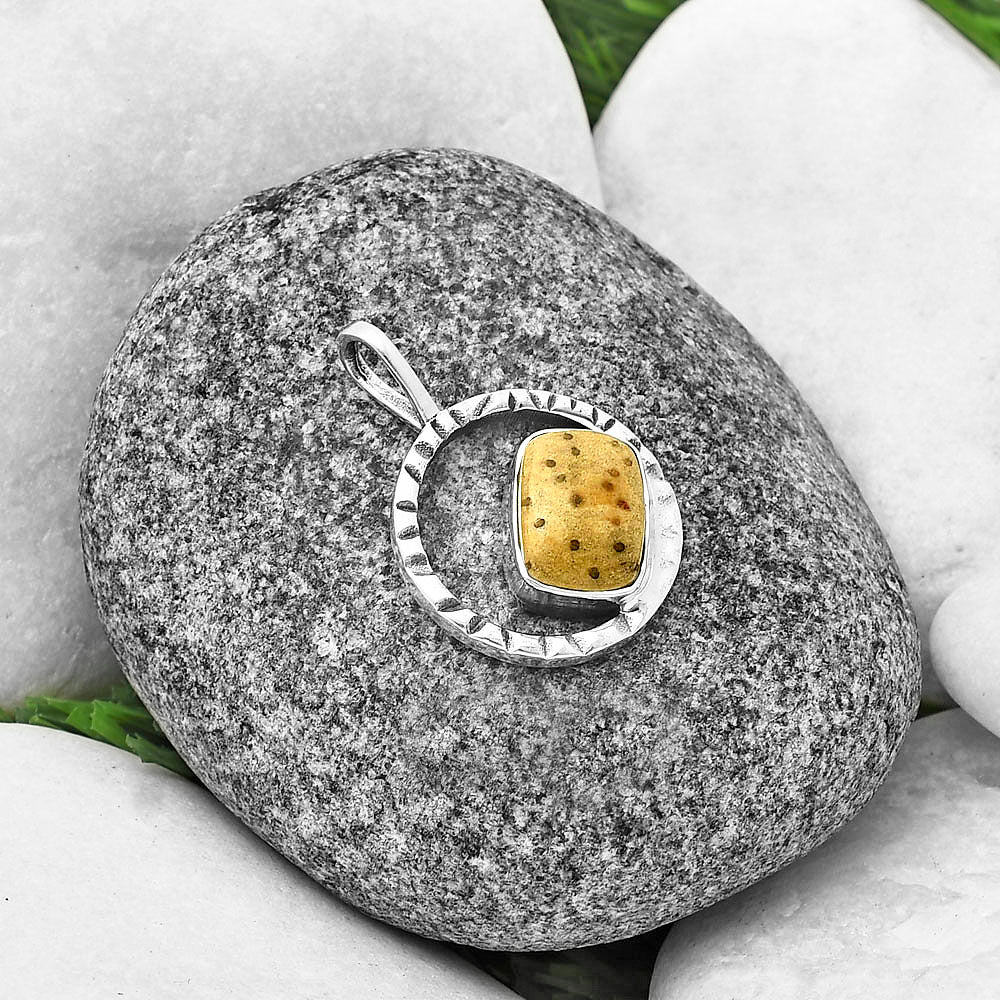 Natural Palm Root Fossil Agate Pendant P-1067 SDP139621