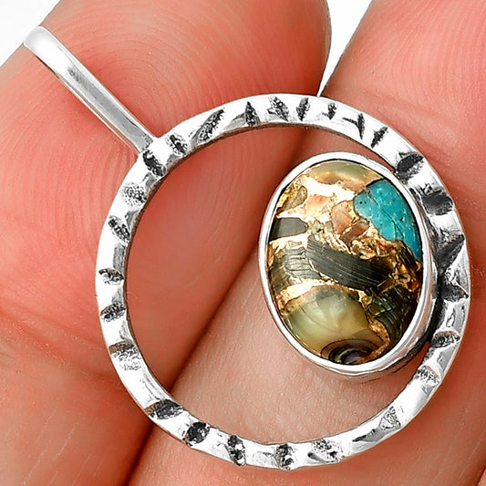 Natural Shell In Black Blue Turquoise Pendant P-1067 SDP139655