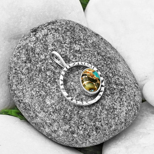 Natural Shell In Black Blue Turquoise Pendant P-1067 SDP139655