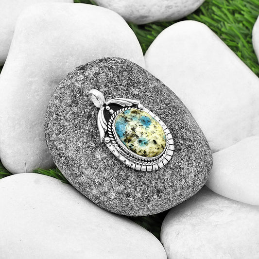 Natural K2 Blue - Azurite In Quartz Pendant P-1568 SDP139752