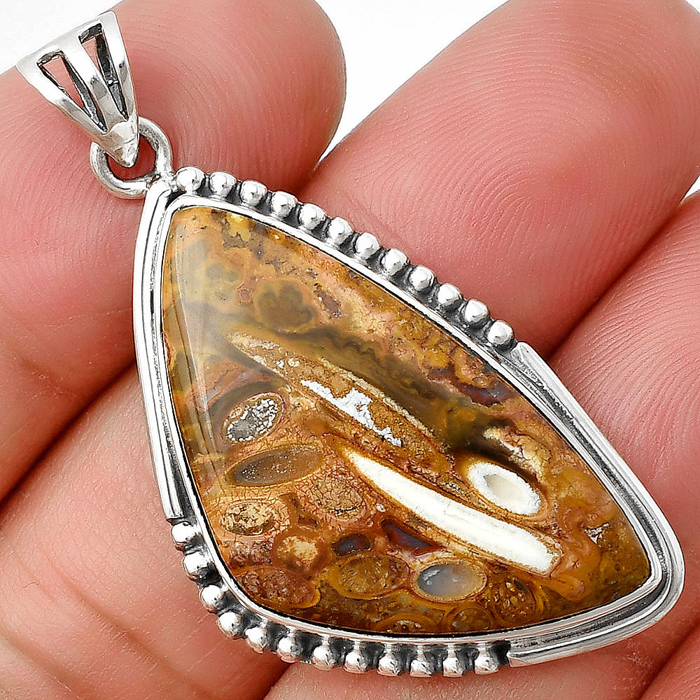 Natural Palm Root Fossil Agate Pendant P-1073 SDP139772