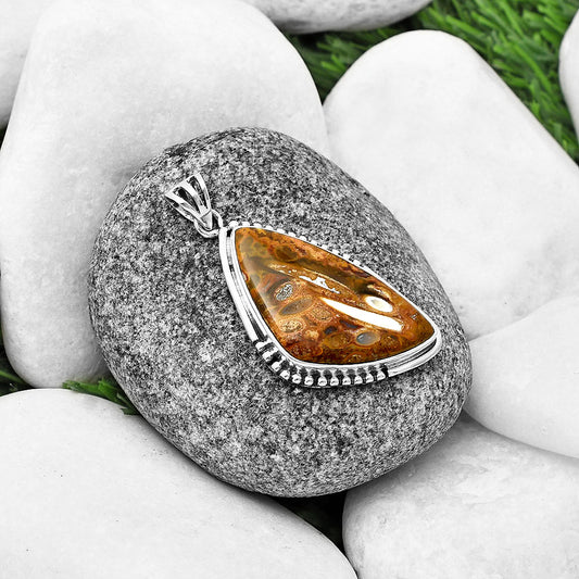 Natural Palm Root Fossil Agate Pendant P-1073 SDP139772