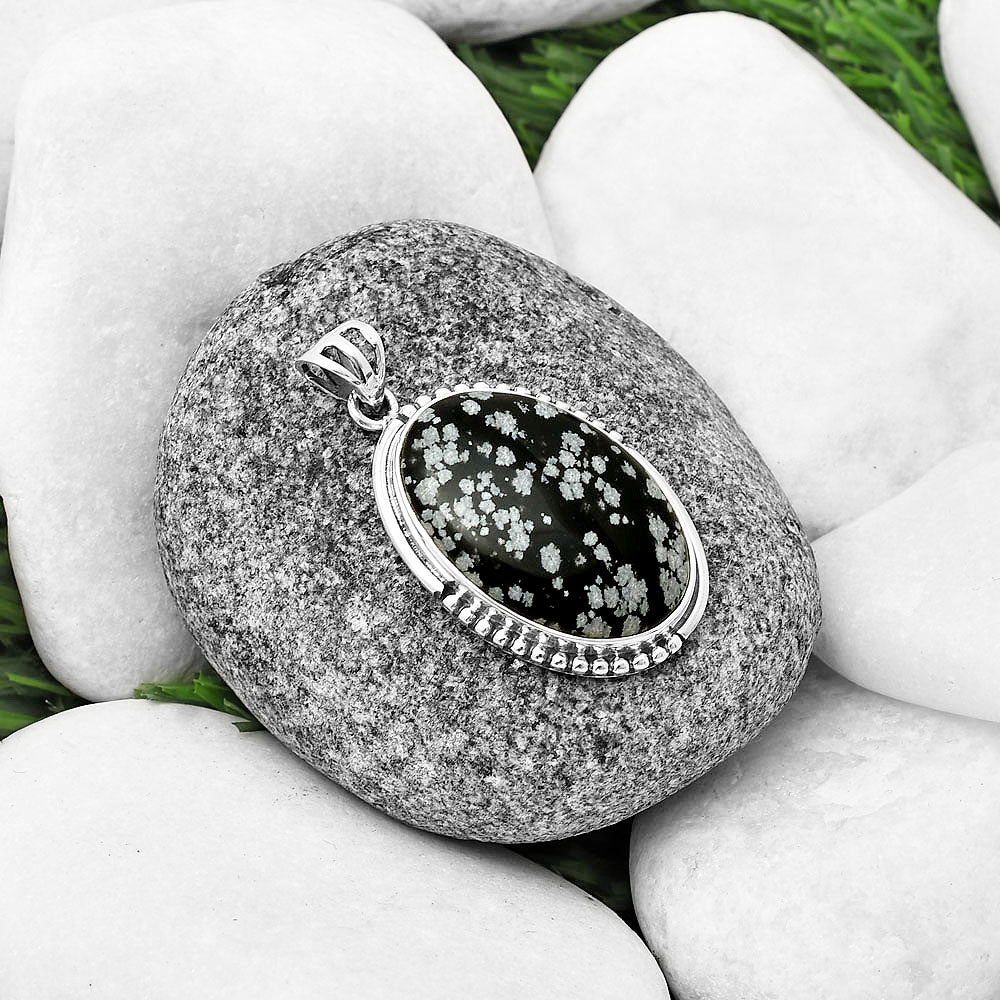 Natural Snow Flake Obsidian Pendant P-1073 SDP139811