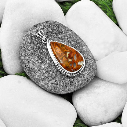 Natural Palm Root Fossil Agate Pendant P-1073 SDP139818
