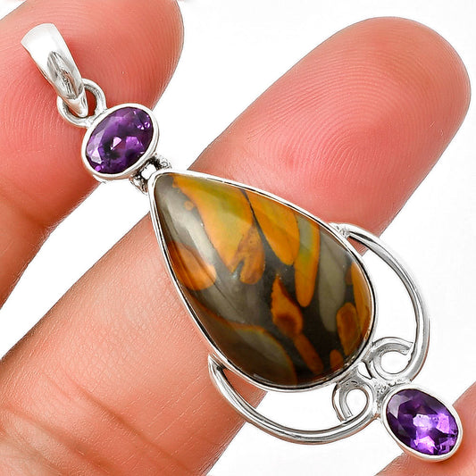 Natural Fruit Jasper & Amethyst Pendant P-1061 SDP139886