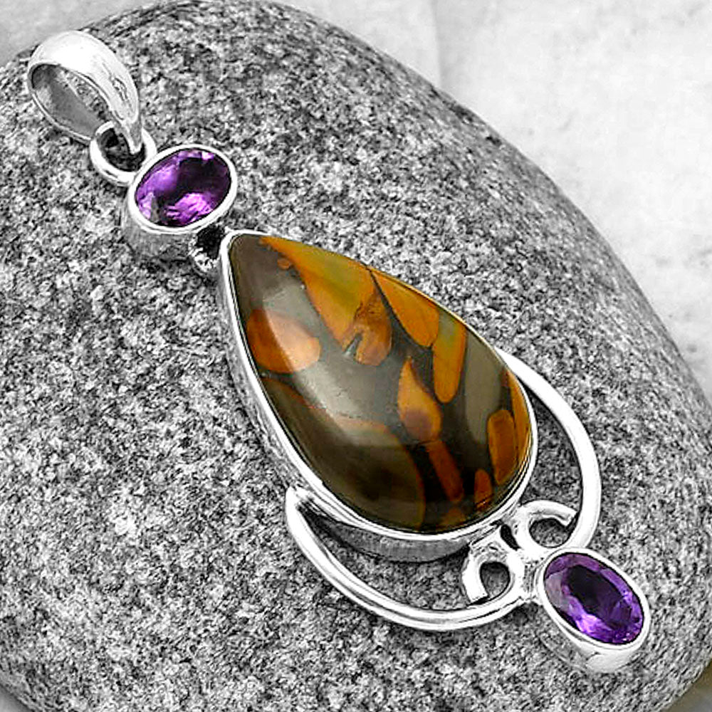Natural Fruit Jasper & Amethyst Pendant P-1061 SDP139886