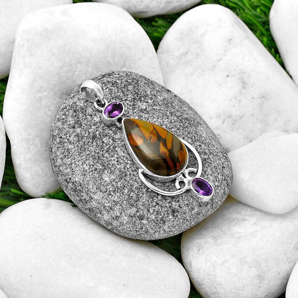 Natural Fruit Jasper & Amethyst Pendant P-1061 SDP139886