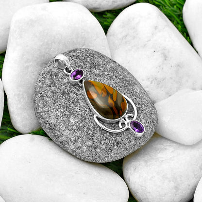 Natural Fruit Jasper & Amethyst Pendant P-1061 SDP139886