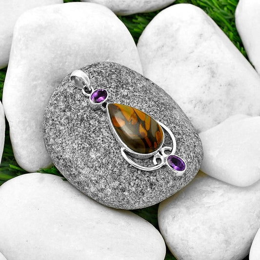 Natural Fruit Jasper & Amethyst Pendant P-1061 SDP139886