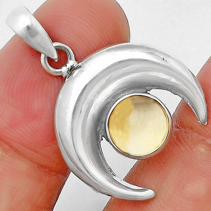 Crescent Moon - Natural Citrine Cab Pendant P-1014 SDP139943