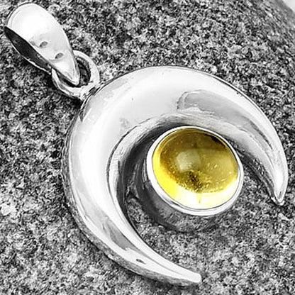 Crescent Moon - Natural Citrine Cab Pendant P-1014 SDP139943