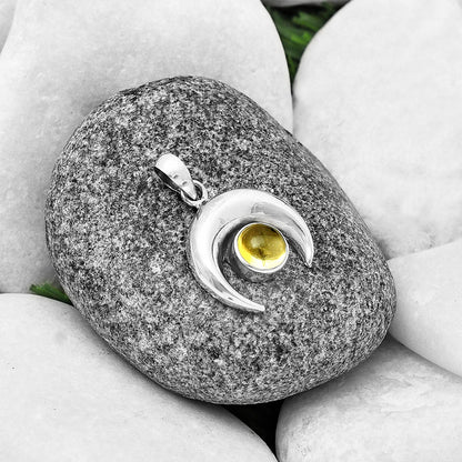 Crescent Moon - Natural Citrine Cab Pendant P-1014 SDP139943