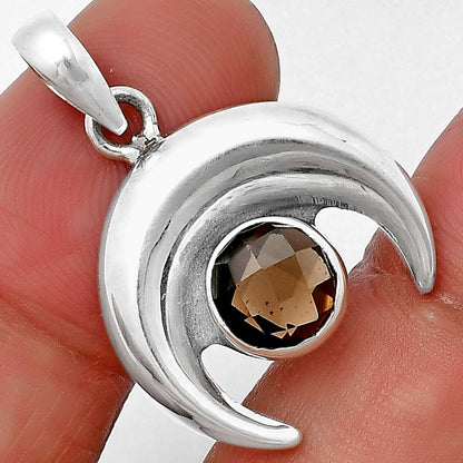 Crescent Moon - Smoky Quartz Checker Pendant P-1014 SDP139983