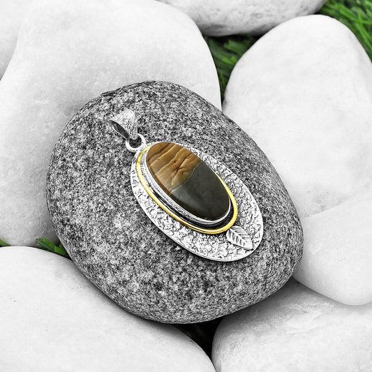 Two Tone - Natural Polygram Jasper Pendant P-1222 SDP140010