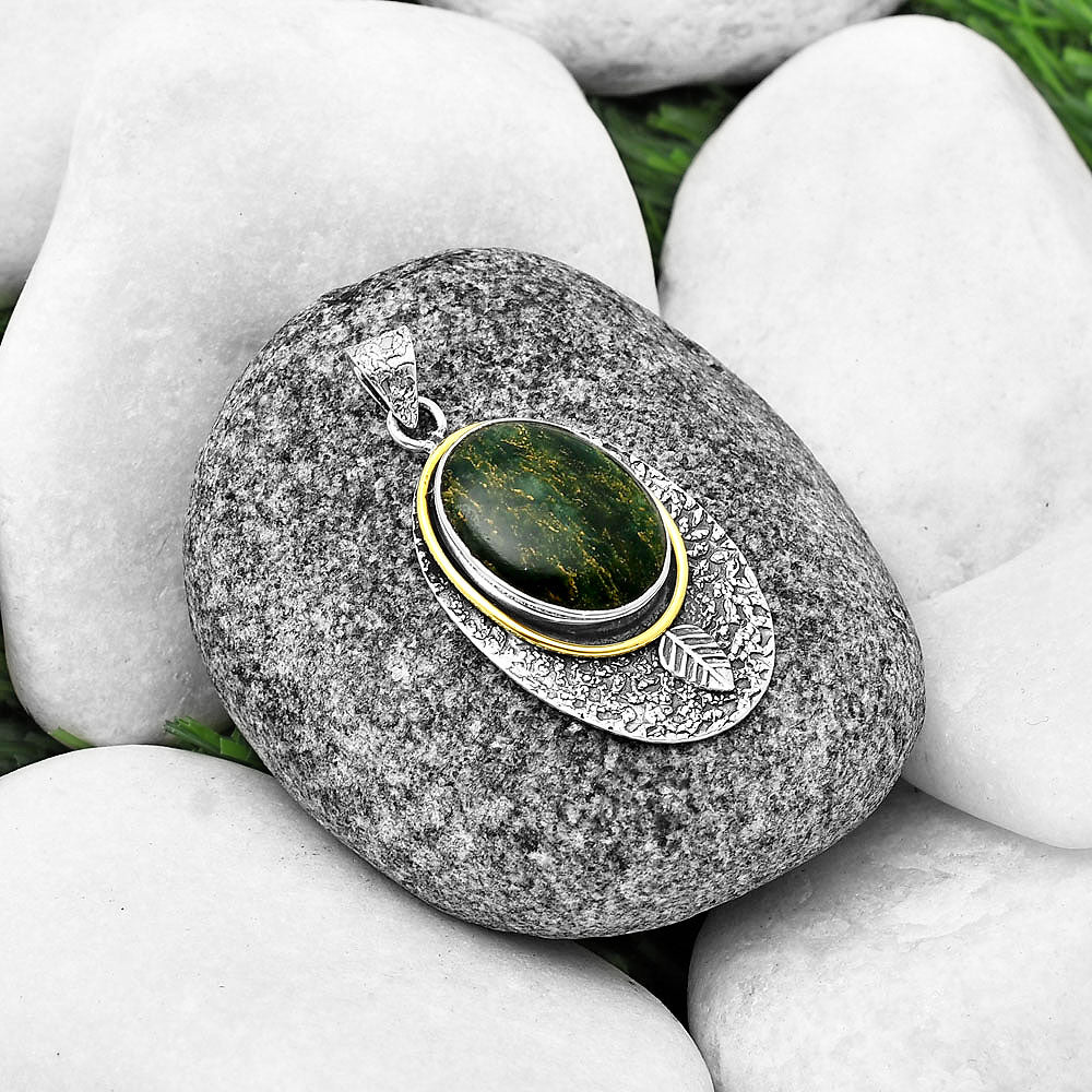 Two Tone - Natural Green Fuchsite Pendant P-1222 SDP140013