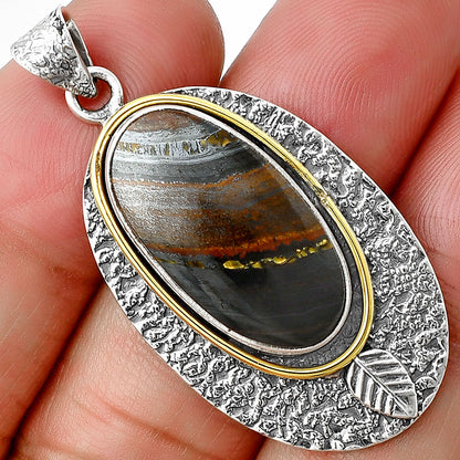 Two Tone - Natural Iron Tiger Eye Pendant P-1222 SDP140016