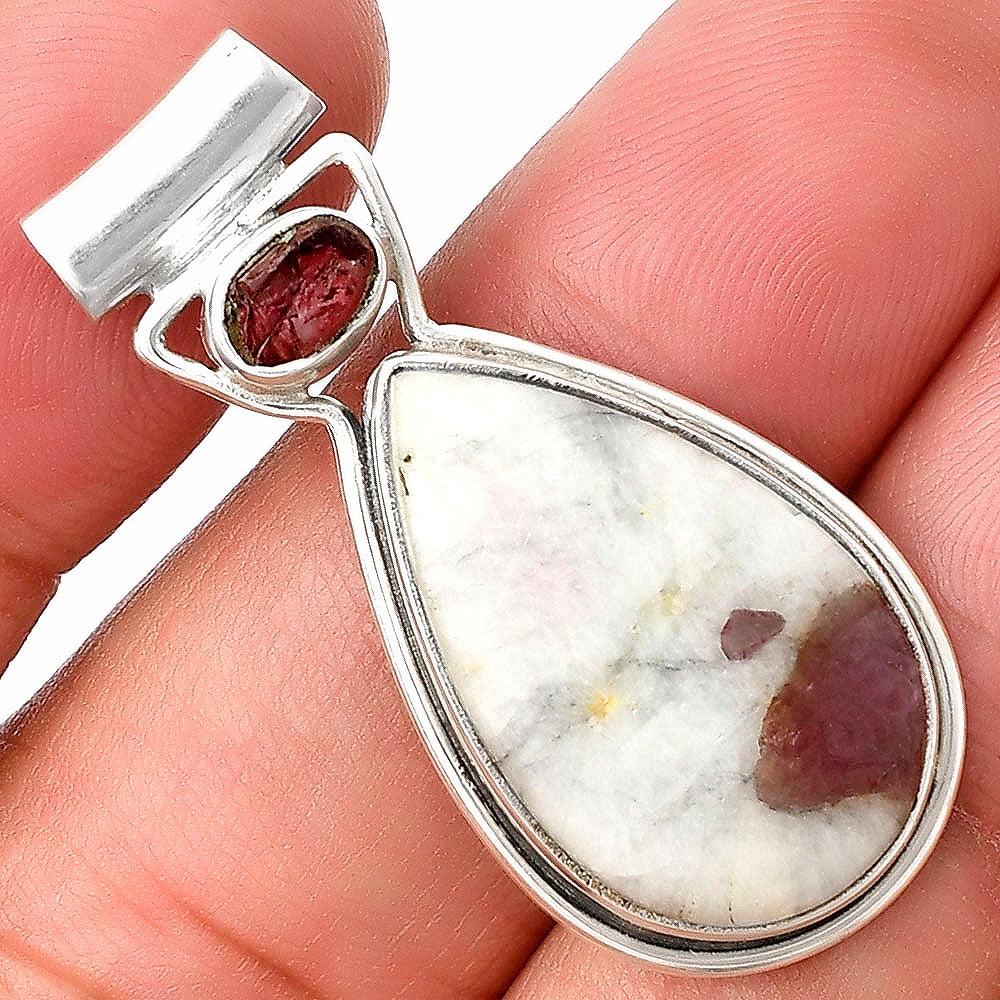 Pink Tourmaline in Quartz & Pink Tourmaline Rough Pendant P-1130 SDP140223