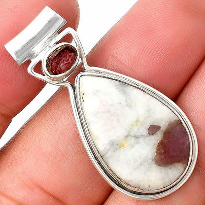 Pink Tourmaline in Quartz & Pink Tourmaline Rough Pendant P-1130 SDP140223