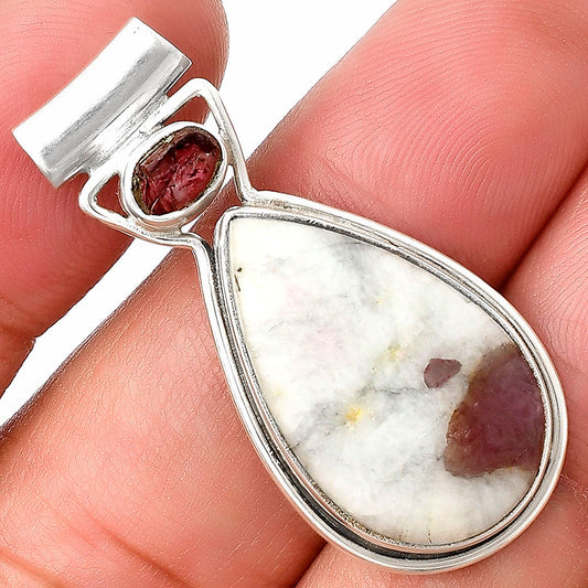 Pink Tourmaline in Quartz & Pink Tourmaline Rough Pendant P-1130 SDP140223